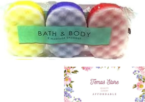 Exfoliating Bath Sponges for Shower, 3 Pack, Soft Scrubbers for Men, Women & Kids | Temas Bath Sponge Loofah Body Scrubbers for Body Wash | Bathin...
