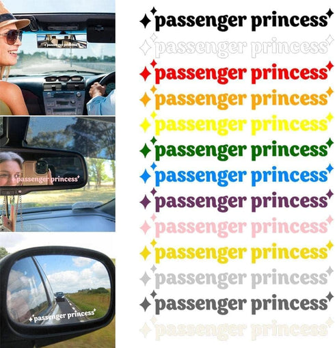 Passenger Princess Decal Sticker Car Mirror Sticker Cute Funny Rearview Mirror Sticker Vinyl Truck Window Sticker Rearview Mirror Car Decoration W...