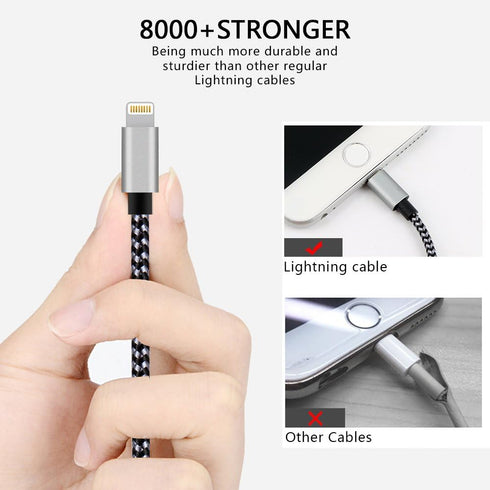 IDISON [MFi Certified iPhone Charger, 5Pack(3/3/6/6/10FT) iPhone Charging Cable Nylon Braided Fast Charging Cord Compatible for iPhones/Pad-BlackG...