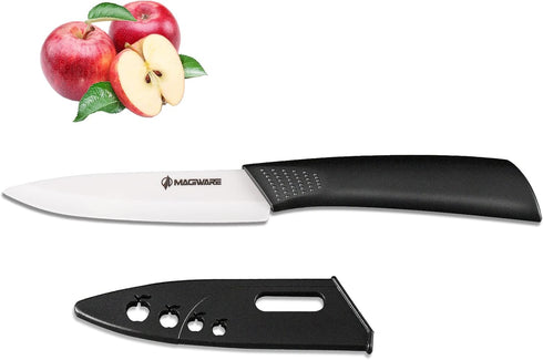 Paring Knife, Classic 4 inch Ceramic Paring Knife with Sheath Cover, Fruit and Vegetable knife,Longer Sharp Rust Proof Stain Resistant...