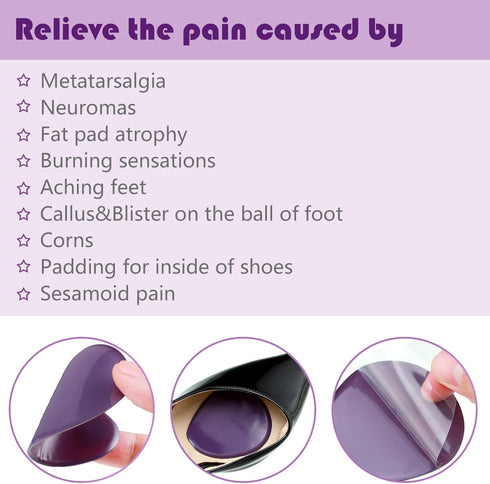 8 Pieces Gel Ball of Foot Cushions Metatarsal Pads for Women and Men Clear Gel Ball of Foot Cushions Soft Metatarsal Forefoot Cushioning Foot Pain...