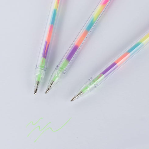COLSSINE 12 Pack Rainbow Color Pompom with Rainbow ink Gel pen for Girls and Children (Rainbow)...