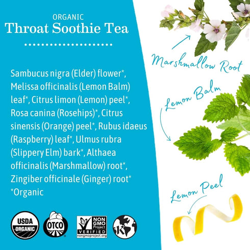 Throat Soothie Tea with Elderflower for Immune Support | Formulated with No Licorice | Safe for Kids & During Pregnancy, 16-Count (Packaging May V...