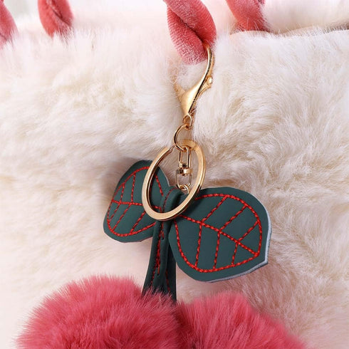 Cherry Fluffy Shoulder Bag Plush Handbag,Female Handbag Cute Coin Purse Square Bag Chains Bag Crossbody Bag Women Shoulder Bag Purse Large Capacit...