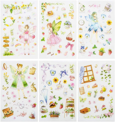 Kawaii Gardening Fairy Girl Floral Sticker Set Cute Animal Rabbit Deer Stationery Stickers Diary Book DIY Craft Arts Scrapbooking Travel Journal P...
