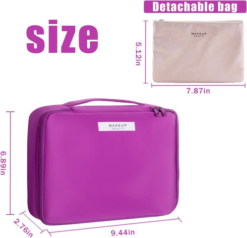 Queboom Travel Makeup Bag Cosmetic Bag Makeup Bag Toiletry bag for women and girls (Deep purple)...