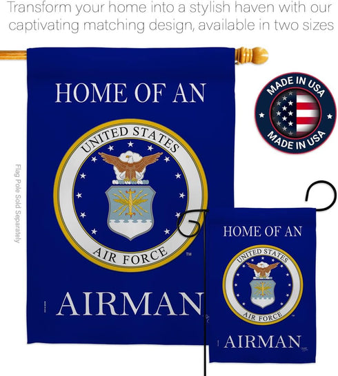 Breeze Decor Home of Airman Garden Flag Armed Air Force USAF United State American Military Veteran Retire Official House Decoration Banner Small ...