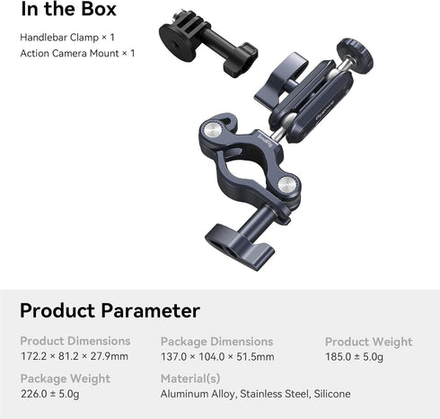 SMALLRIG Bike Motorcycle Handlebar Mount for Gopro, Pole and Roll Bar Mount, CNC All-Metal 22-32mm for Action Cameras Gopro, Insta360 and DJI - 41...