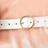 Womens White Leather Belts for Ladies Gold Buckle Belt for Women Lady Waist Stretch Belts for Jeans Dresses Trousers Pu Leather Belt...