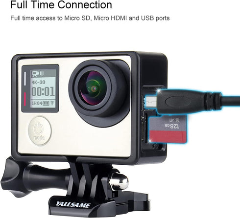 Frame Mount Case for GoPro Hero 4 3 3+ with Lens Cap and Side Door Cap Protective Wire Connectable Skeleton Housing Case Accessories Kit for GoPro...