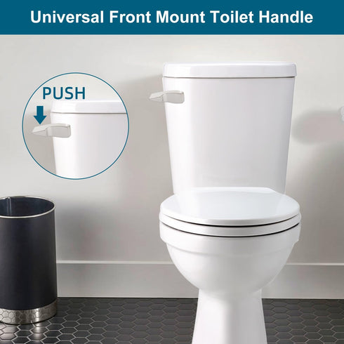 Hygie Rinse Universal Toilet Handle Replacement, Brushed Nickel Front Mount Toilet Trip Lever Repair Kit with Flapper Chain, Compatible with Ameri...