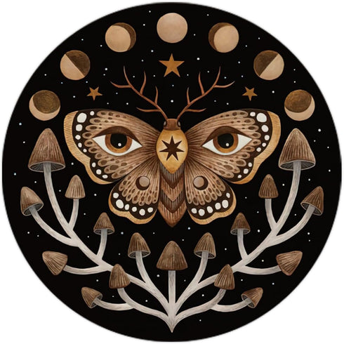 Mysterious Forest Visions Moon Phase Moth Mushrooms Mouse Pad 8.7 x 8.7 Inches,Non-Slip Rubber Base Mousepads for Home Office Dorm Desk Decor,Gift...