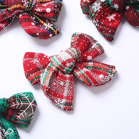 JIAHANG Christmas Hair Bow Clips in Pairs, Festival New Year Floral Printed Alligator Clips with Snowflake 10PCS for Baby Girls Toddlers School Gi...