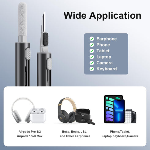 Aijeff Cleaner Kit for Airpods Pro 1 2 3 Multi-Function Cleaning Pen with Soft Brush Flocking Sponge for Bluetooth Earphones Case Cleaning Tools B...