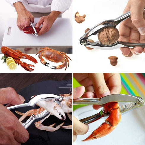 3Pcs Crab Crackers Seafood Tools Stainless Steel Nut Cracker Set for Shellfish, Crab Shells and Nuts Cracking with Storage Bag...