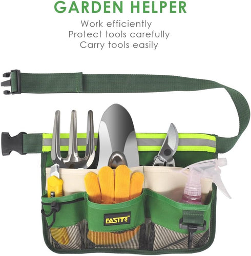 FASITE YL003F 7-POCKET Gardening Tools Belt Bags Garden Waist Bag Hanging Pouch, Green...