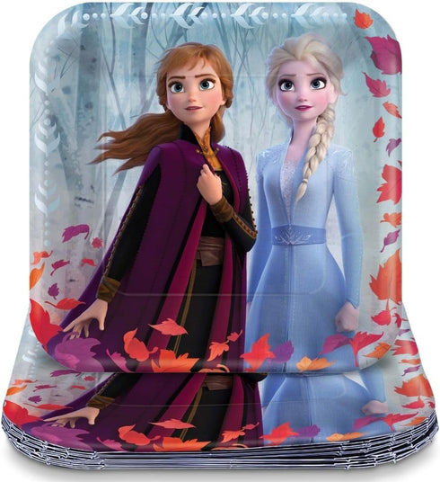 Amscan Frozen 2 Birthday, Metallic Square Anna & Elsa Paper Plates, 9", 8 Ct....