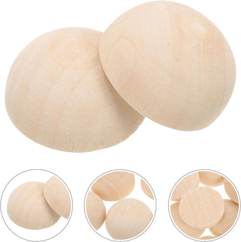 SUPVOX 30pcs Split Wood Balls Unfinished Half Wooden Balls to Paint DIY Christmas Ornament Crafts 30mm...