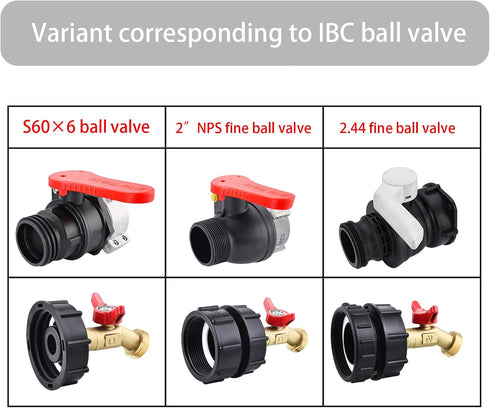 275-330 Gallon IBC Tote Water Tank Adapter, 2" Coarse Thread + Lead-Free Brass Garden Hose Valve Faucet, Garden Hose Connector Replace Valve Parts...
