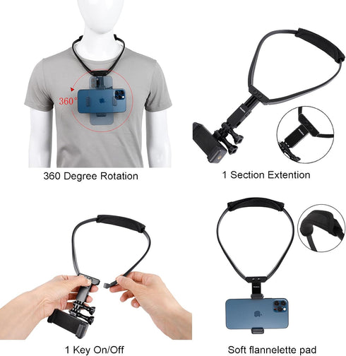 Pellking POV/Vlog Smartphone Head Strap Mount Selfie Neck Holder Mount Kit,Compatible with iPhone Samsung Smartphones,Hero 9, 8, 7, 6, 5, 4, 3, 2,...