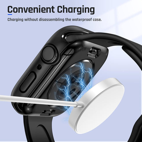 Goton 2 in 1 Waterproof Case for Apple Watch Screen Protector 44mm SE 2nd Gen Series 6 5 4 SE, 360 Protective Glass Face Cover Hard PC Bumper + Ba...