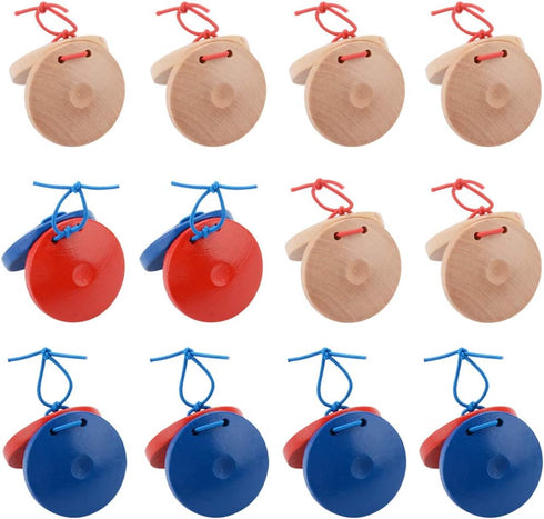 B bangcool Wooden Percussion Instrument Finger Castanets: 12Pcs Wood Castanets Creative Musical Instrument for Kids Percussion Toy...