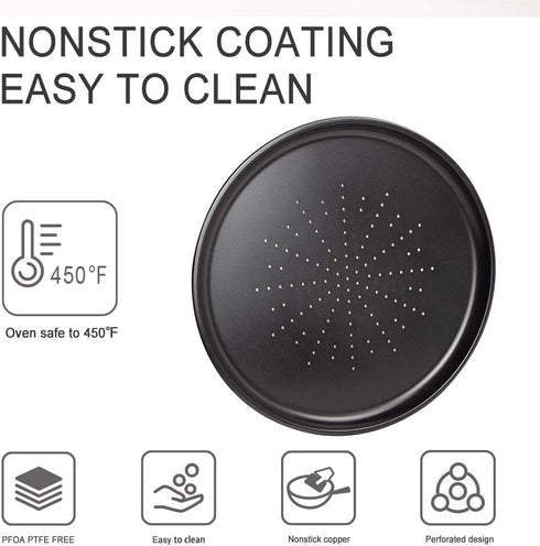 Webake Vented Pizza Pan 12 Inch with Holes Pizza Crisper Tray Non-stick Coating on Carbon Steel Round Pizza Plate for Oven, Perforated Baking Shee...