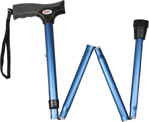 Carex Soft Grip Folding Cane - Foldable Walking Cane For Women and Men - Adjustable Height (33"-37"), Anti-Slip Rubber Tip, Soft Derby Style Ergon...