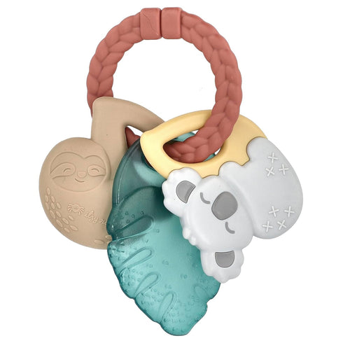 Itzy Ritzy Teething Keys Baby Teether Toy - Features a Braided Texture Ring & Keys, Includes a Water-Filled Leaf-Shaped Teether & Silicone Sloth &...