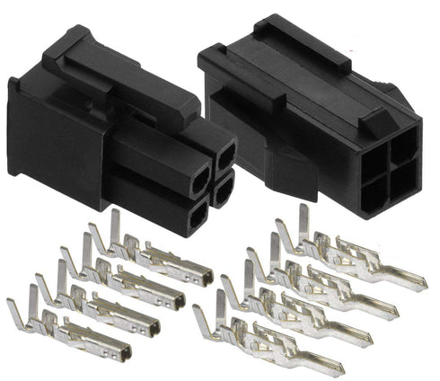 Molex 4-Pin Black Connector Pitch 4.20mm.0165" w/18-24 AWG Pin Mini-Fit Jr ™ (5 Match Set)...
