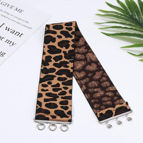 Women's Metal Belt Elastic Retro Leopard Belt Elastic Retro Pu Leather Belt(leopard print)...