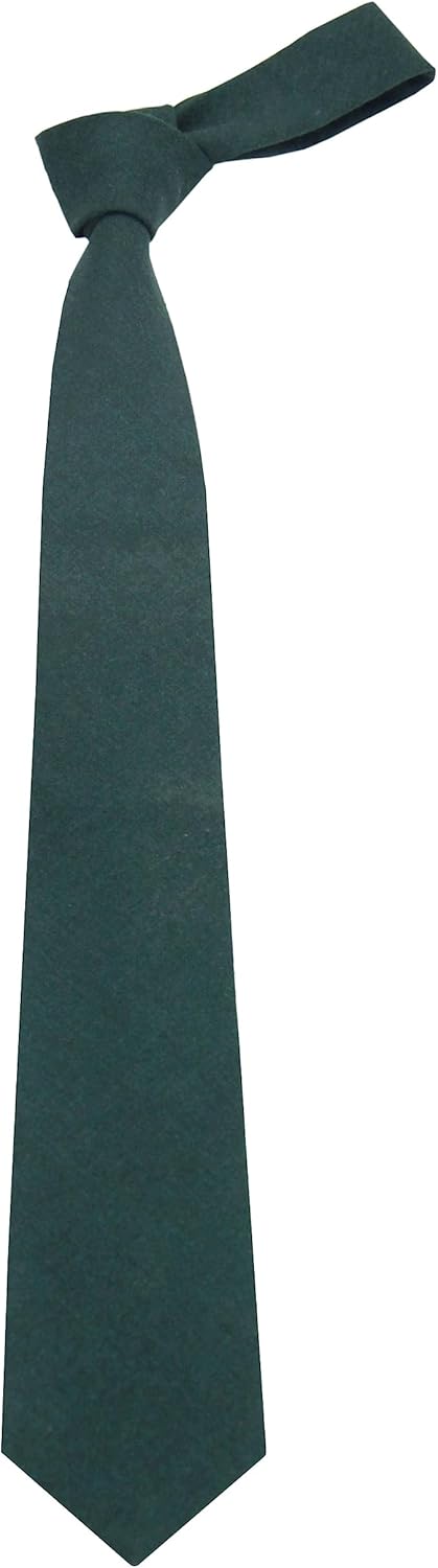 Mens Solid Linen Tie Set : Slim Necktie with Matching Pocket Square (Dark Green)...