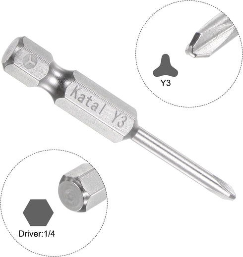 5pcs Y3 Tri-point Screwdriver Bit 1/4" Hex Shank 2" Length Magnetic Y Type Screw Driver Power Tool...