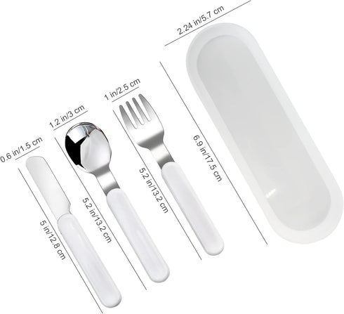 VANRA 3-Piece Children Knife Spoon Fork Set 18/10 Stainless Steel Child Flatware Set Kids Utensils Set with Case for Lunch Box (Fork Spoon Knife C...