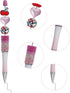 12 Pcs Beadable Pens Rhinestones Beadable Pens Plastic Black Ink Pens for Gift Making Kits Children Students Office School DIY Supplies...
