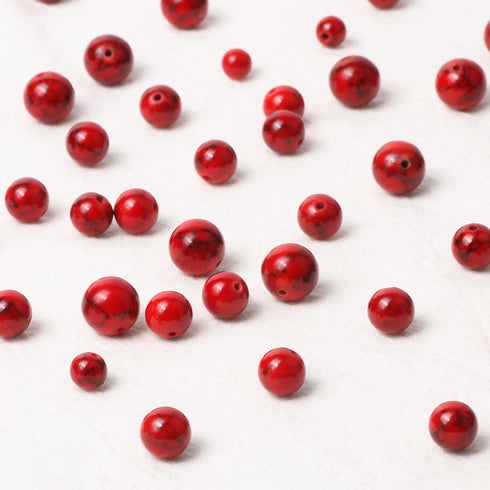 35pcs 10mm Red Beads Red Turquoise Bead Crystal Gemstone Beads for Bracelets, Natural Stone Beads for Jewelry Making DIY Bracelet Necklace...