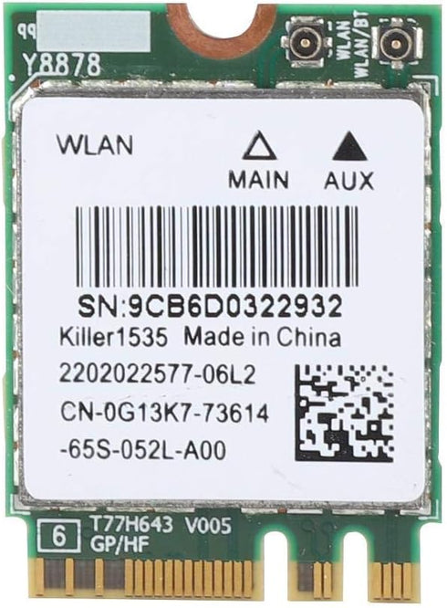 5G 867Mbps Bluetooth 4.1 Wireless Network Card, WiFi Game M.2 NGFF WiFi Wireless Adapter,for Killer Wireless-AC 1535 Dual Band (2.4 GHz 5 GHz) 802...