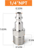 GASHER 1/4-Inch NPT Male Industrial Air Plug,1/4-Inch High Flow Pneumatic Plugs 300PSI (20-Pack)...