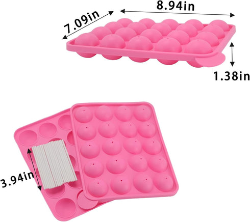 20 Holes Silicone Non-stick Cake Pop Kit Silicone Lollipop Mold Cake Mold Baking Chocolate Ice Lattice Bakeware Mould +20 Sticks...