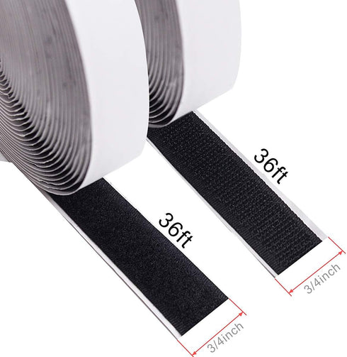 36 Feet Self Adhesive Hook and Loop Tape Roll Sticky Back Strip Adhesive Backed Fabric Fastener Mounting Tape for Picture and Tools Hanging Pedal ...