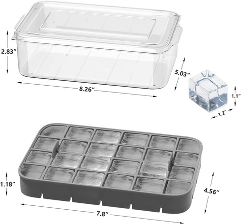 Ice Cube Tray with Lid and Bin, ROTTAY Ice Trays for Freezer, Easy-release 48 Small Nugget Silicone Ice maker with Ice Bucket, Ice Cube Storage Co...