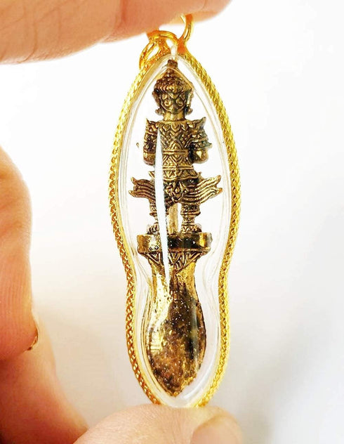Thai Magic Amulet Power Wessuwan Giant God Statue Waterproof Pendant & Pha Yant Wessuwan Giant God Talisman Cloth Mantra Protection Danger Evil Sp...