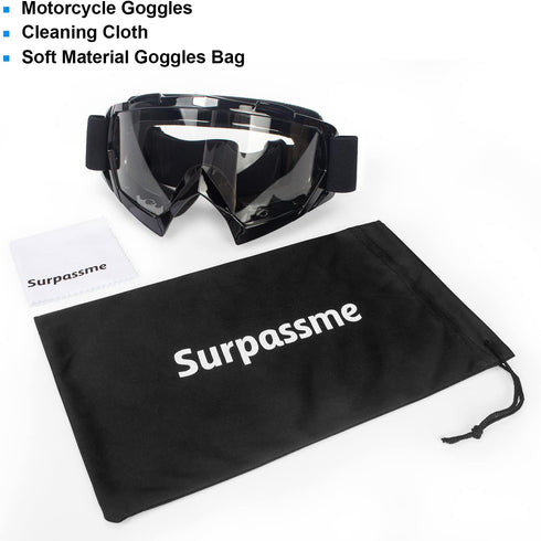 surpassme Motorcycle Goggles UV Protection Ridding Glasses for Motocross Dirt Bike...