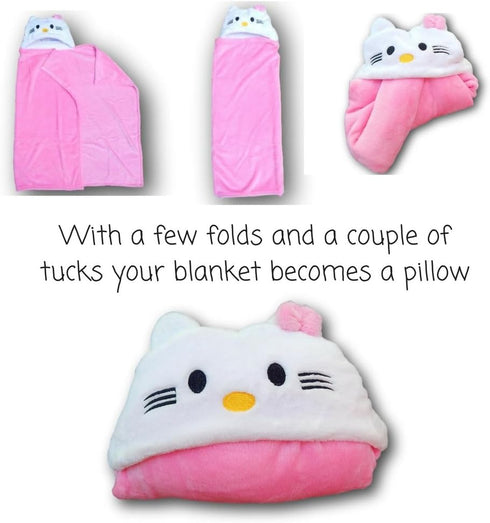 Hooded Toddler Blanket | Plush Soft Animal Baby or Infant Hoodie Blankie 36x27 + Hood (Light Pink)...