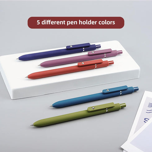Gel Pens, 10 Pcs 0.5mm Black Ink Pens Fine Point Smooth Writing Pens with Silicone Grip, High-End Series Metal Clip Retractable Pens for Journalin...