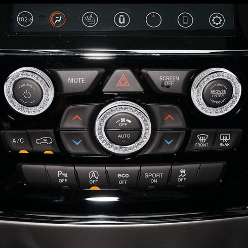 LECART Bling AC Knob Covers Fit for Jeep Grand Cherokee 2014 2015 2016 2017 2018 2019 2020 2021 Crystal Auto Interior Decoration Accessories Metal...