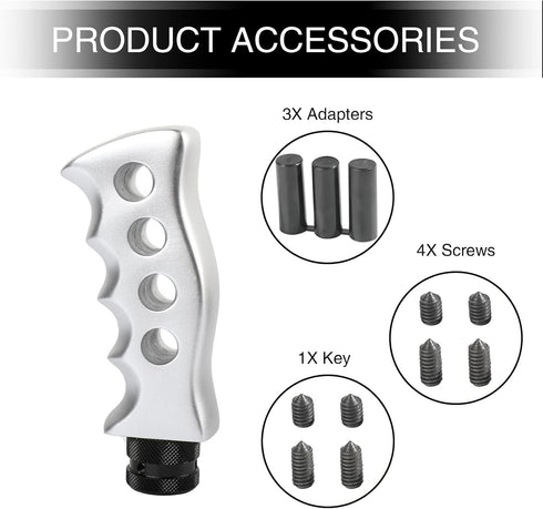 1 PC Car Shift Knob Protective Cover with Adapters, Anti-Slip Waterproof Metal Vehicle Gear Lever Decoration, Universal Manual Automotive Shift Kn...