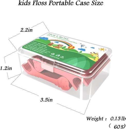 Holy Rose Kids Twin-Line Dental Floss Picks,Floss Sticks Portable Case with Flosser 50 Count Double Cleaning Teeth Effect Suitable for Teenagers,C...