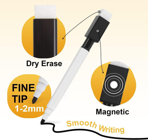 20Pcs Black Magnetic Dry Erase Markers, Small Dry erase Markers Fine Point Tip WhiteBoard Markers for Kids Teachers Office School Supplies...