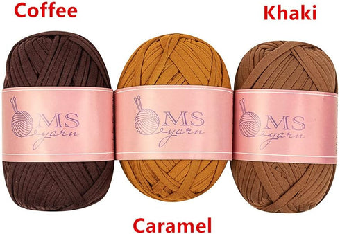 3 Skein M-S Thick Knitting Yarn, Elastic Fabric Cloth T Shirt Yarn, Spaghetti Yarn for Hand DIY Bag Blanket Cushion Crocheting Projects, 3.3 Oz × ...